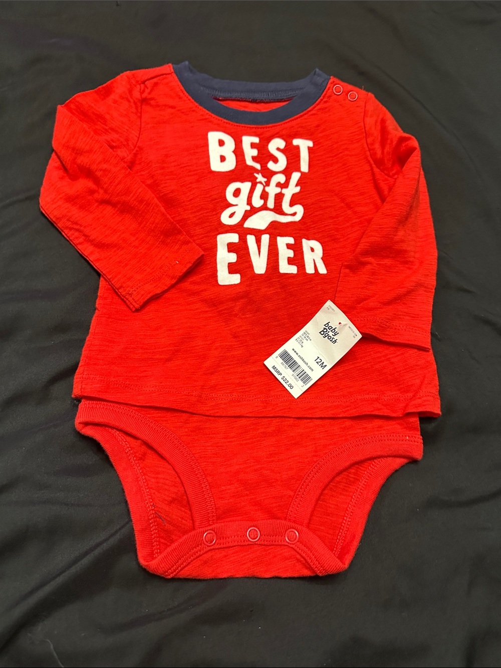 Red 'Best Gift Ever' Long-Sleeve Baby One-Piece Bodysuit by Baby Gear